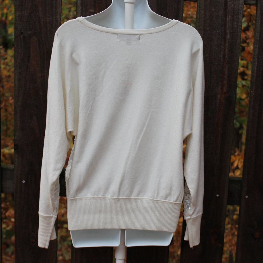 Joseph A Women's Sequin Overlay Long Sleeve Sweater, Size Small, White, NWT - Picture 6 of 8